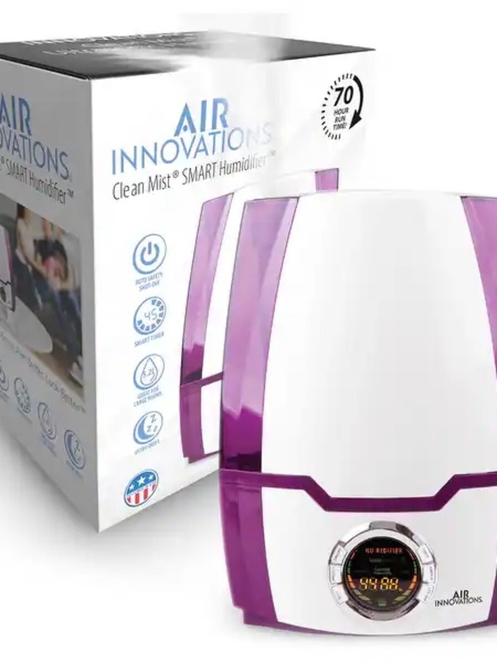 Air Innovations Clean Mist Humidifier - White & Purple